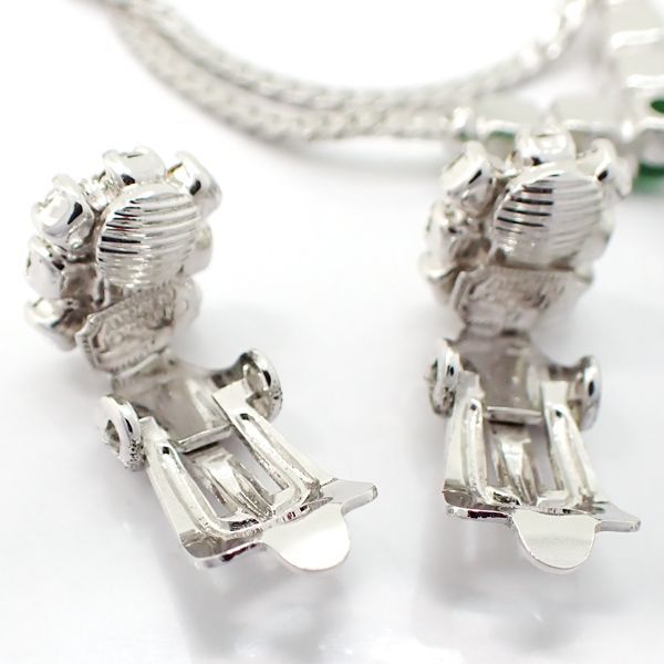 Christian Dior BIJOUX ネックレス / イヤリング シルバーカラー 緑石 