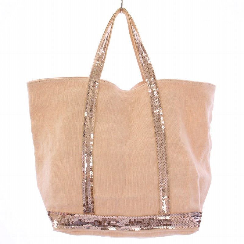 VANESSA BRUNO トートショッパーバッグ Linen L Zipped Cabas Tote Shoulder carry, zip closure Sand