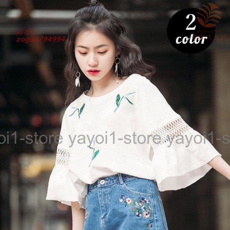 Tシャツ レディース ブラウス 夏 トップス 半袖 クルーネック プルオーバー 花柄 可愛い おしゃれ フェミニン きれいめ 大きいサイズ 体型カバー 柔軟 通勤 春 osharewalker ブラウス シャツ レディース 春夏 トップス 半袖