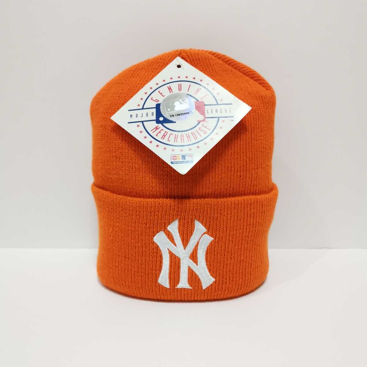 90s USA製 ヤンキース ニットキャップ ビーニー ニット帽 帽子素人寸法