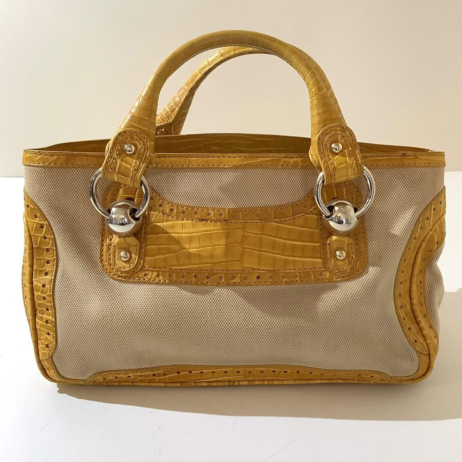 CELINE セリーヌ ハンドバッグ ブギーバッグ イエロー レザーx