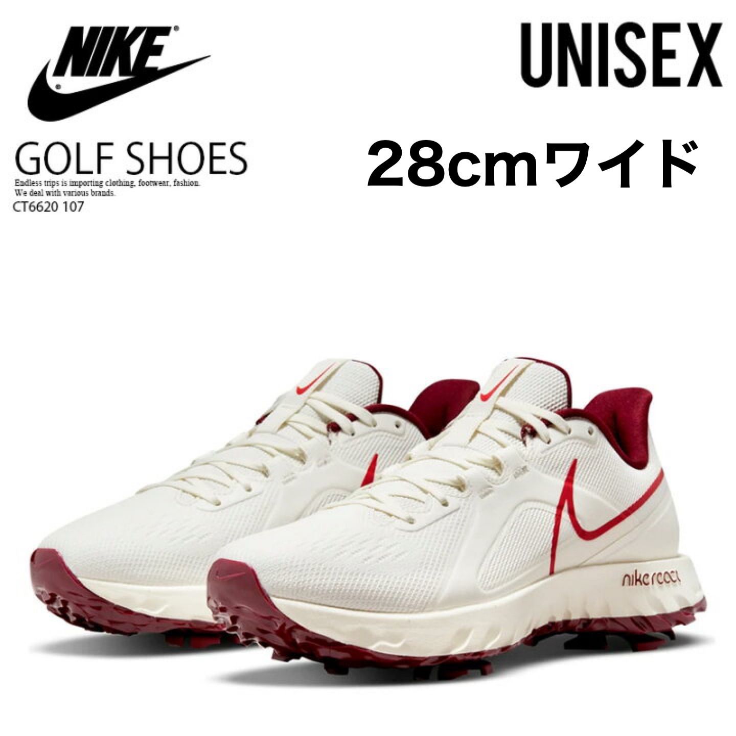 NIKE REACT INFINITY PRO(W) 28cm【新品未使用】 NIKE REACT INFINITY PRO GOLF SHOES SAIL/FASION RED ナイキ リアクト
