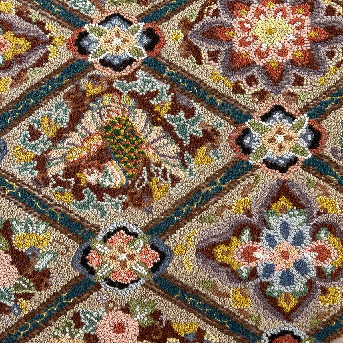 袋帯 金糸 美品 華文 秀品 お太鼓柄 逸品 鳥 箔 正絹 相良刺繍 金色