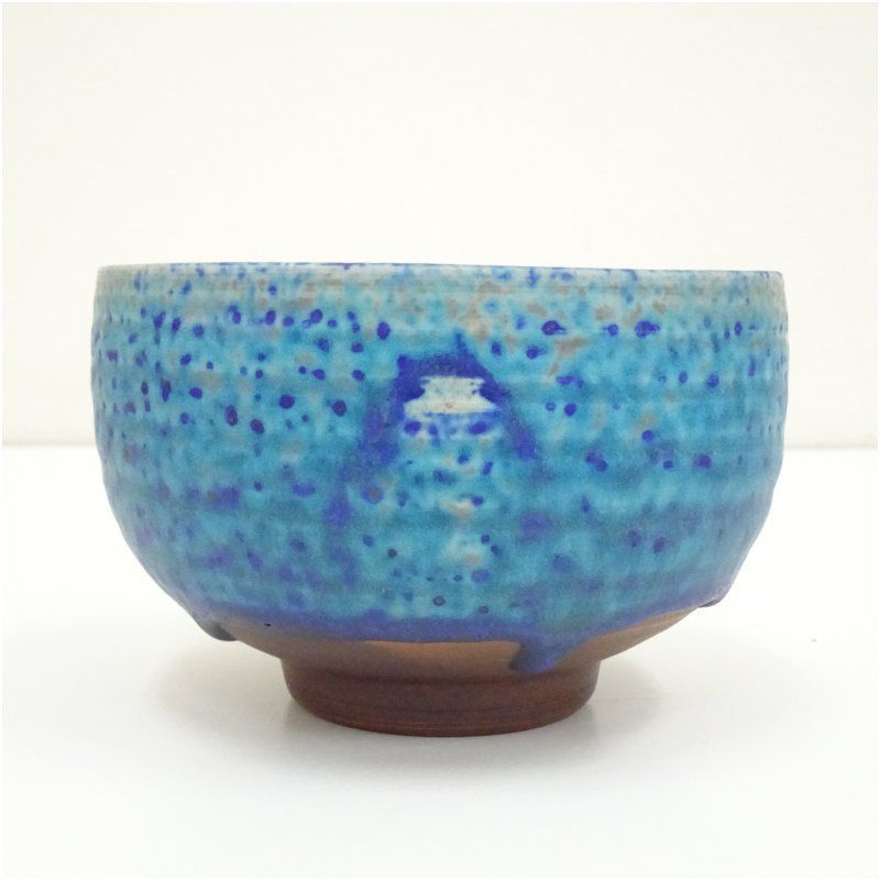 孔雀焼 高東郎造 孔雀藍茶碗（共箱） 茶道 抹茶 おしゃれ 抹茶