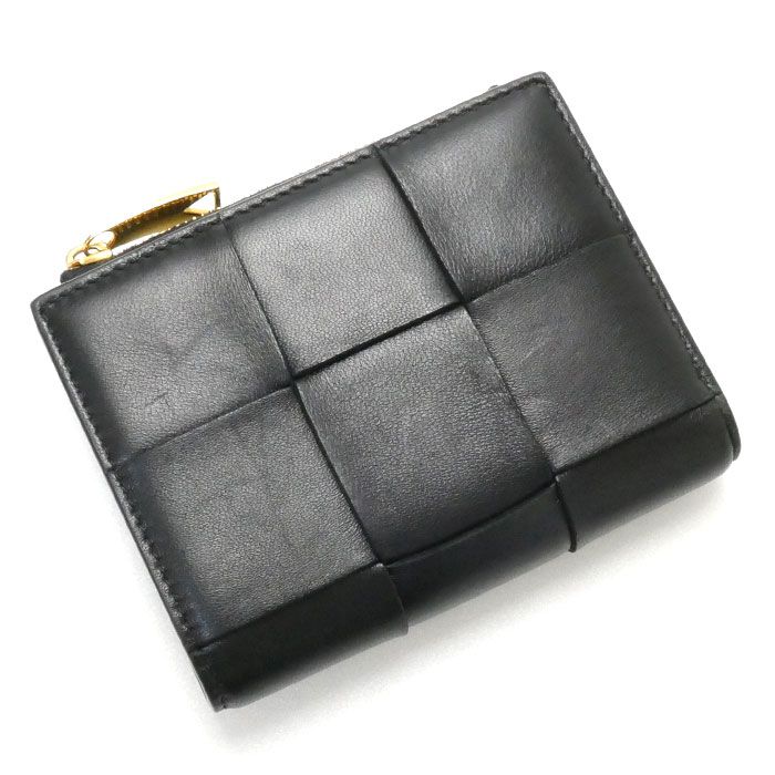 男女兼用 ボッテガヴェネタ カセット 二つ折り財布 ウォレット ブラック-