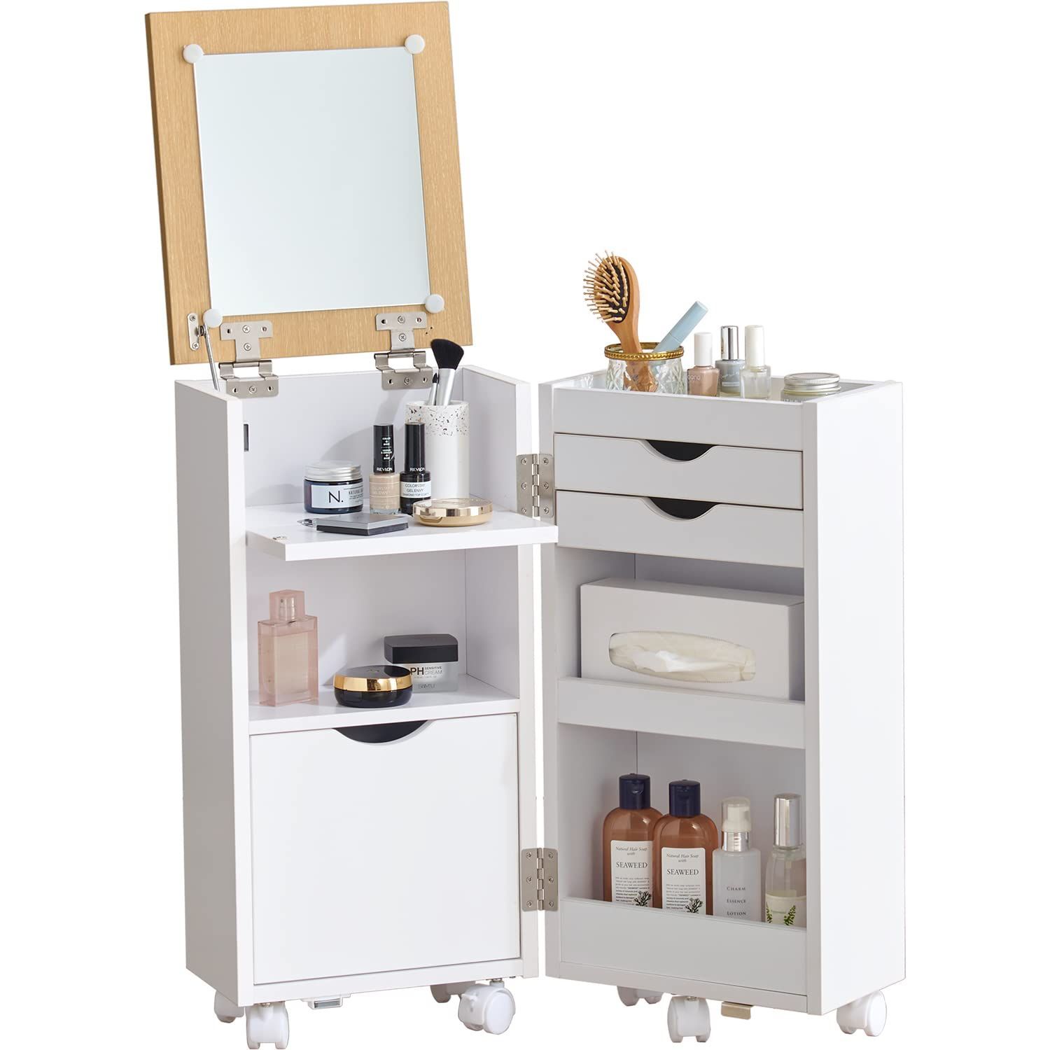 商品 化粧ケース 萩原 Hagihara コスメワゴン ホワイト