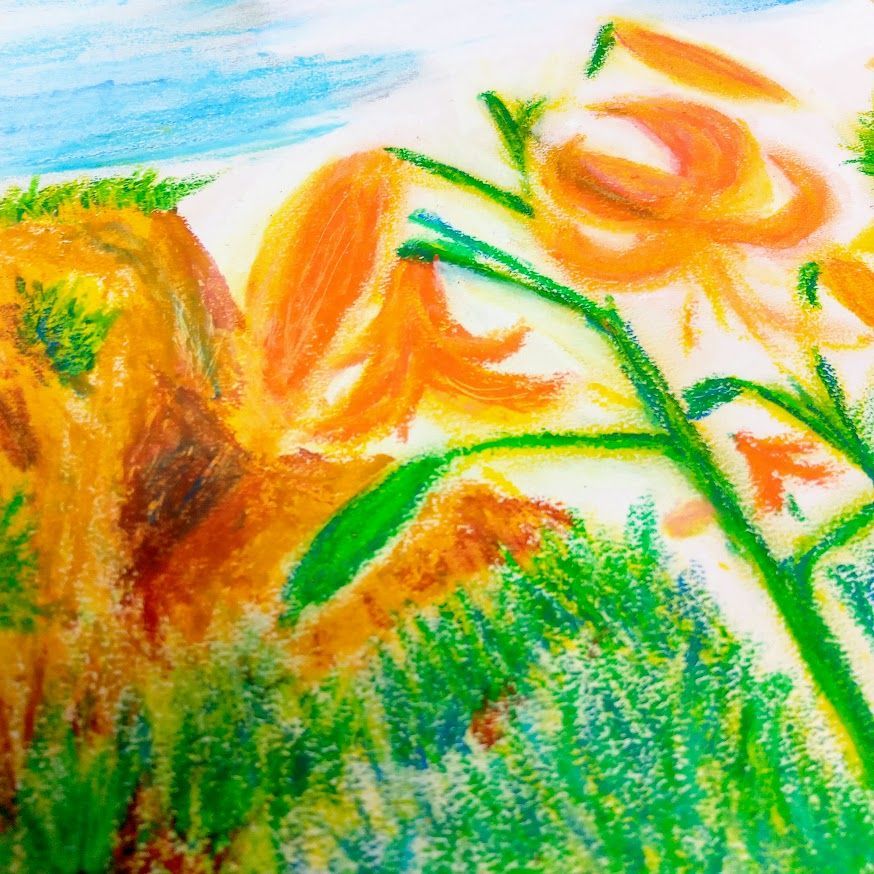 メルカリ絵画　絵 額付( 青緑＋金色の枠 )油絵 uF6-112402 花ゆり メルカリ絵画 絵 額付( 青緑＋金色の枠 )油絵 uF6-112402 花ゆり