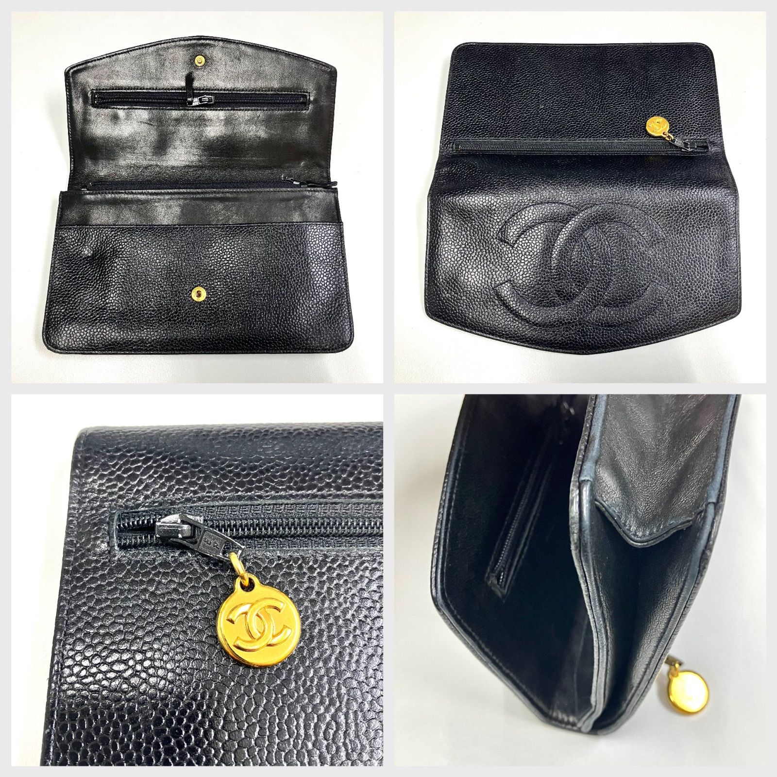 美品⭐️キャビアスキン長財布】 CHANEL シャネル 二つ折り