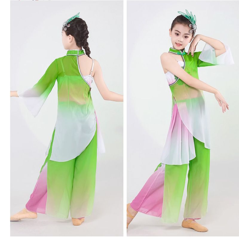 キッズ 子供 中華風ダンス衣装 グラデーション中国古典舞踊ダンス衣装