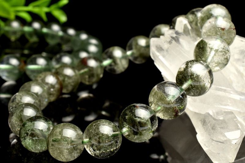 ガーデンクリスタル スモーキークォーツ 天然石ブレスレット スモーキークォーツ カット入り 高品質ホワイトガーデンクォーツ