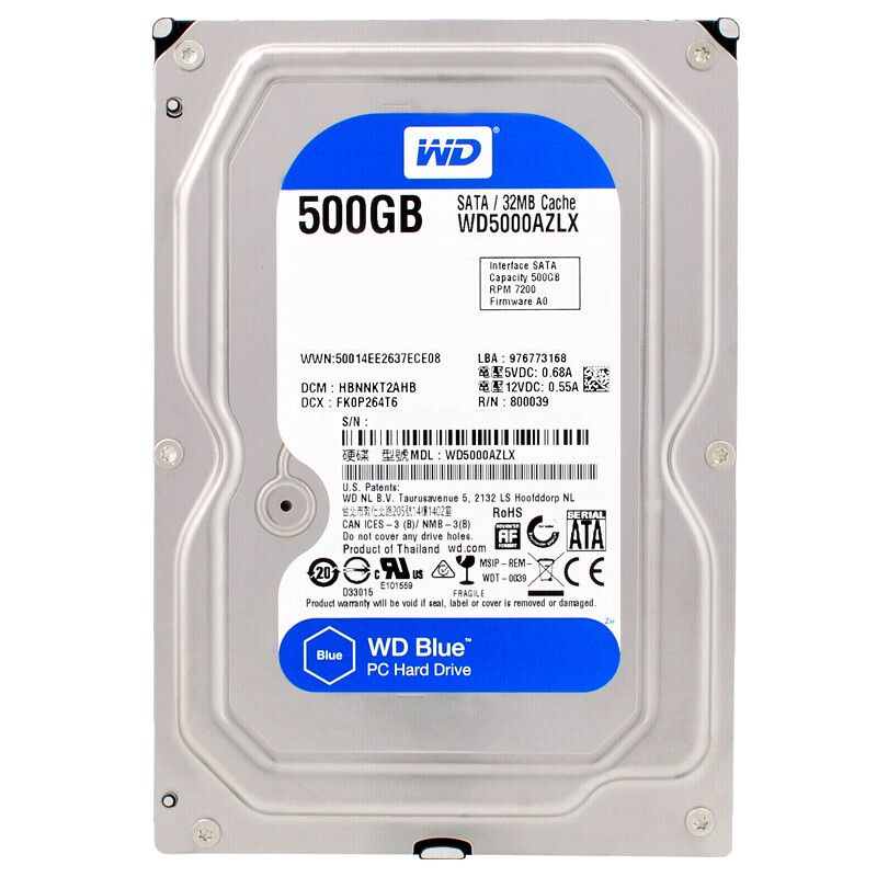 Hard Drive Western Digital 500GB WD5000AZLX 7200RPM 32MB Sata III 3.5 Inch
