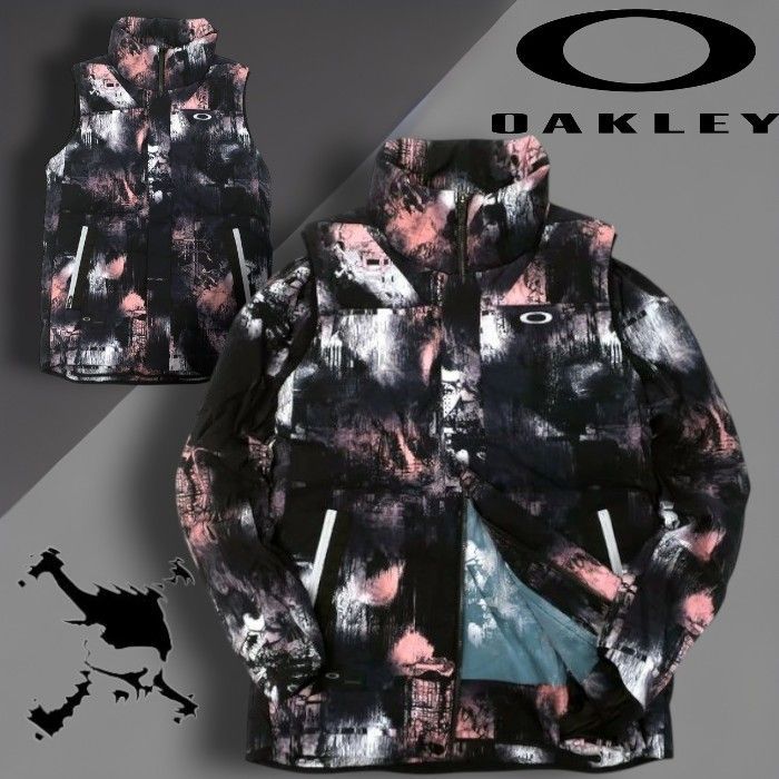 OAKLEY オークリー スカル PERFORMACE FIT SKULL TRANSFORM DOWN VEST 2.0 HTDRO 2way ダウンジャケット ベスト FOA404241 定価2.4万 ブラックプリント▲060 40416k04