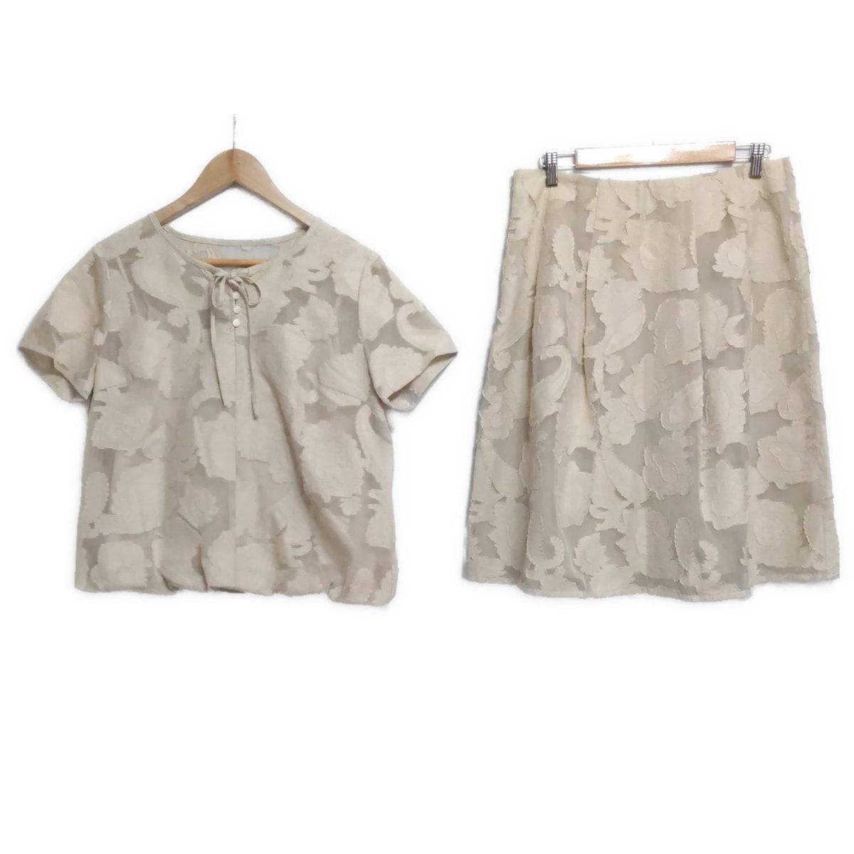 Scapa スキャパ スカートセットアップ レディース - ベージュ 花柄|ペイズリー柄|シースルー