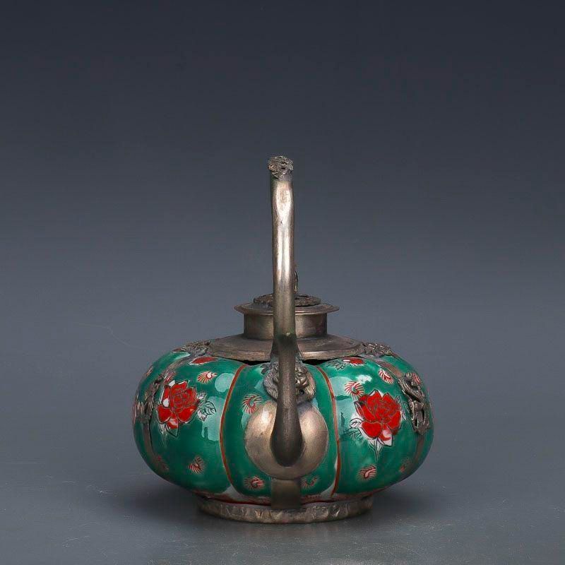 粉彩花卉図提梁壺 急須 茶道具 陶磁器 装飾品 現代工芸品美術品 置物 大清乾隆鯖山水花卉図紋碗 景徳鎮 陶磁器 装飾品 現代工芸品