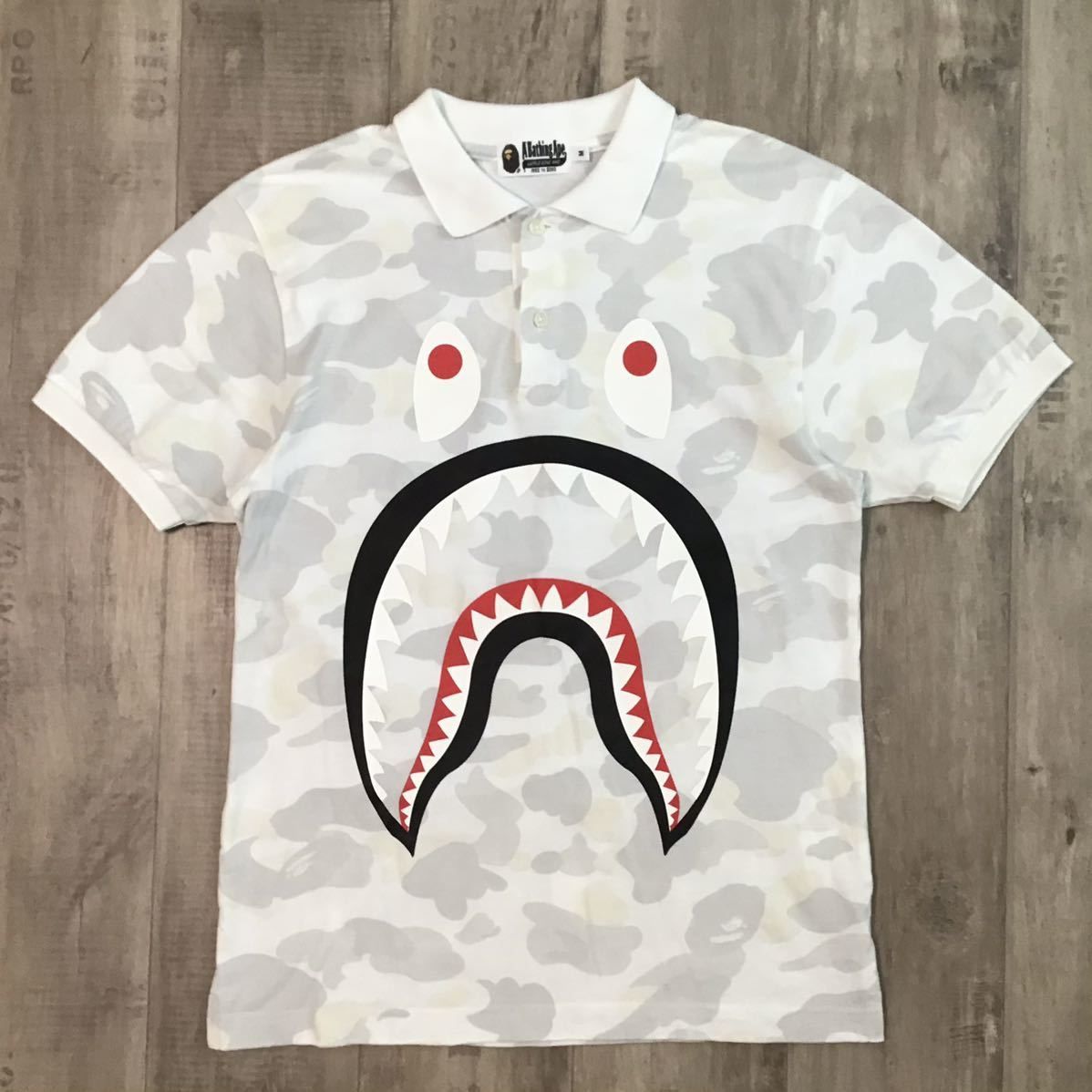 超人気新品 ☆蓄光☆ ape bathing a Mサイズ ポロシャツ シャーク camo City トップス