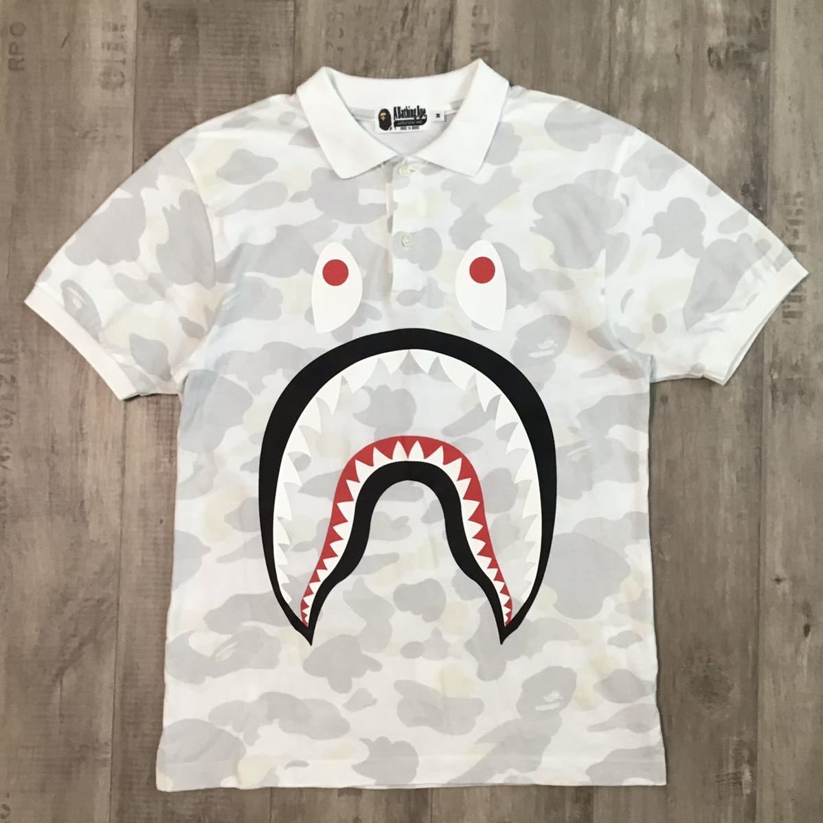 ★蓄光★ City camo シャーク ポロシャツ Mサイズ a bathing ape BAPE shark polo shirt エイプ ベイプ  アベイシングエイプ 迷彩