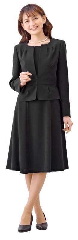 マーガレット ゴールド ブラックフォーマル レディース 喪服 前開き アンサンブル ワンピース 礼服 洗える 冠婚葬祭 m-470-09