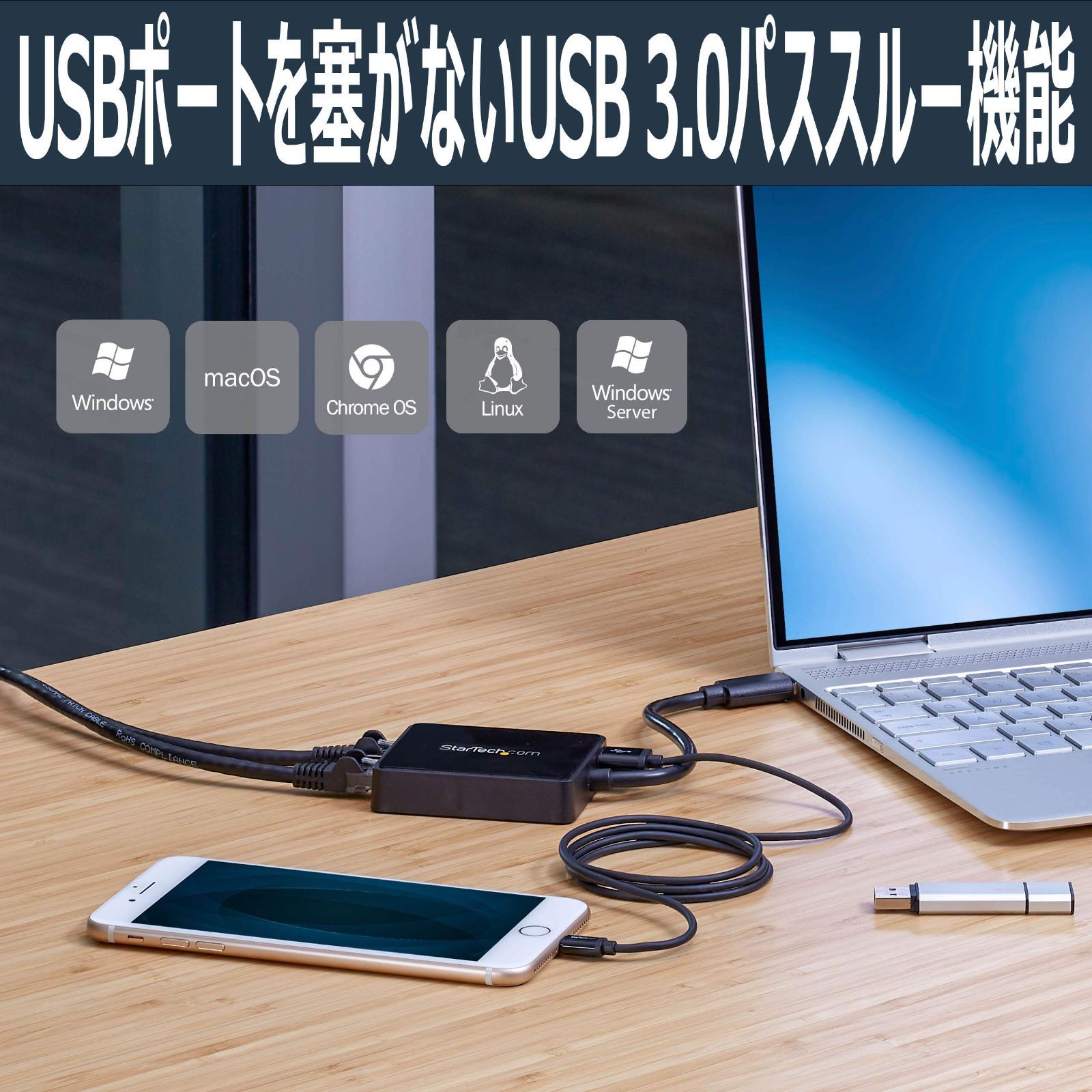 USB 3.0 2ポートギガLAN USBポート付き USB32000SPT