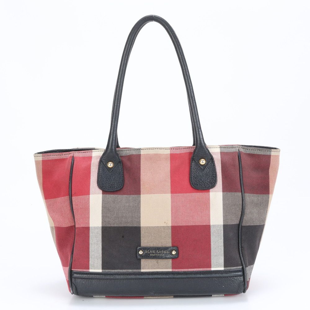 美品 ブルーレーベル クレストブリッジ チェック レザー