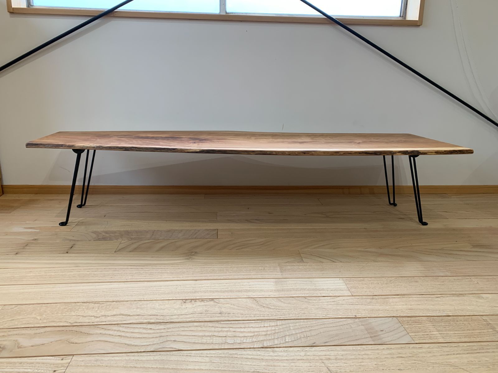 桜 サクラ 一枚板折り畳みテーブル 147cm ローテーブル ちゃぶ台 [T072