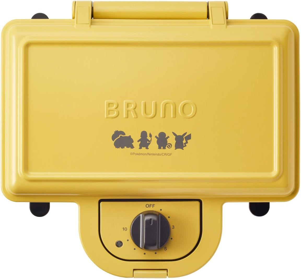 BRUNO ポケモン ホットサンドメーカー ダブル 電気 耳まで焼ける プレゼント ギフト 人形焼き かわいい ピカチュウ 黄色 イエロー BOE132-YE