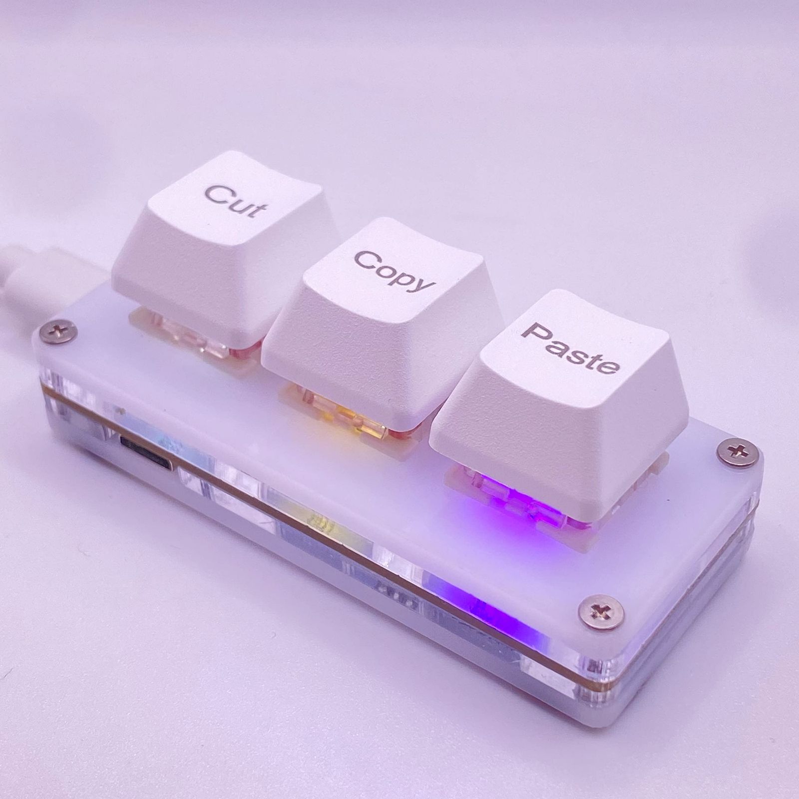 ペースト コピー キーボード Ctrl X C カット V ショートカット 片手キーボード 3キー RGB マクロパッド ゲーミング メカニカル Mini キーボード OSU キーパッド BTXETUEL プログラマブルキーボード 仕事やゲーム用 (白)