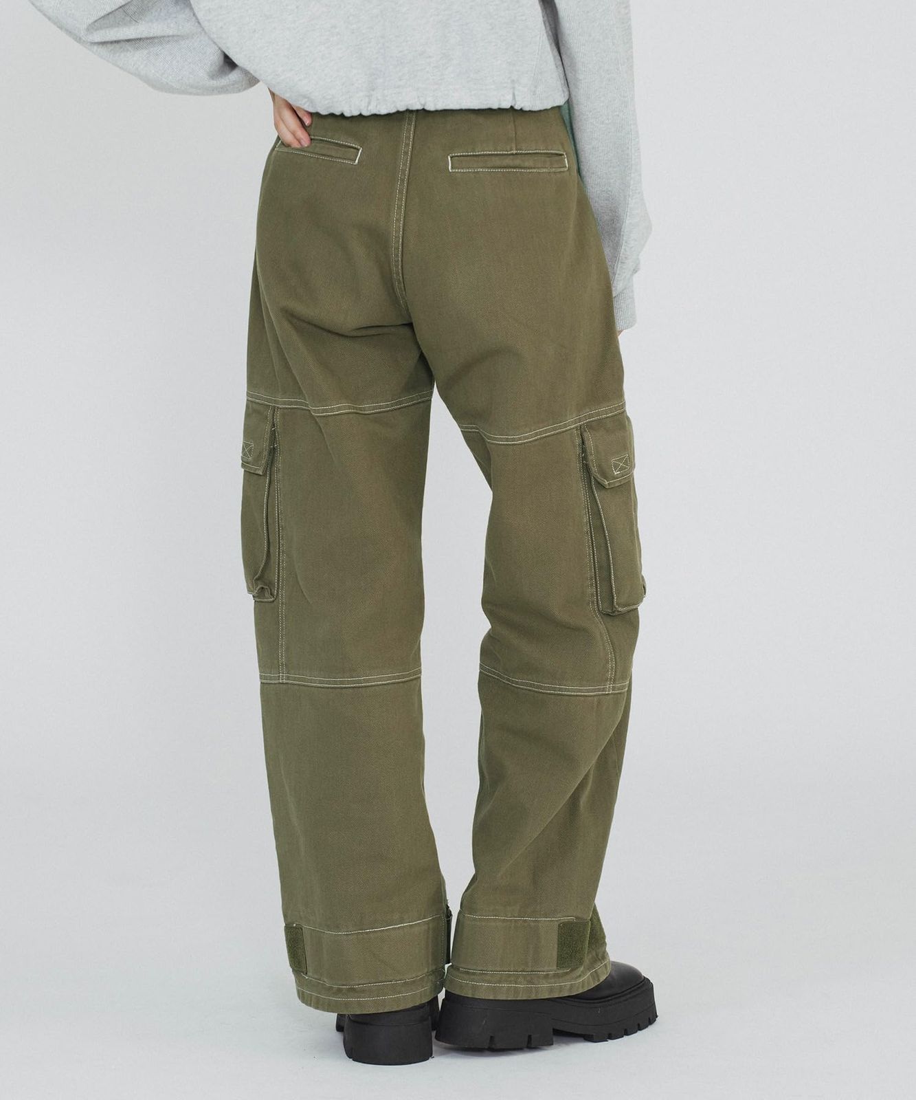 [エックスガール] カジュアルパンツ ADJUSTABLE HEM CARGO PANTS レディース オリーブ