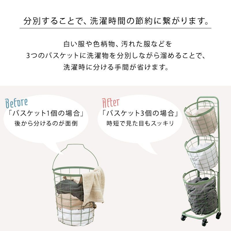 ランドリーバスケット 3段