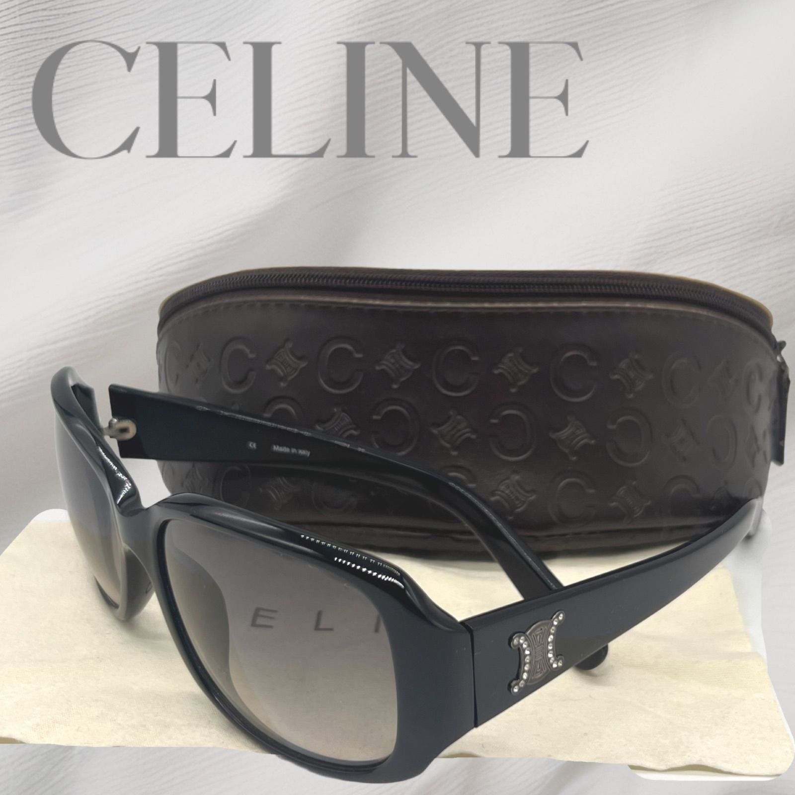 美品】CELINE セリーヌ ブラック トリオンフ ラインストーン 