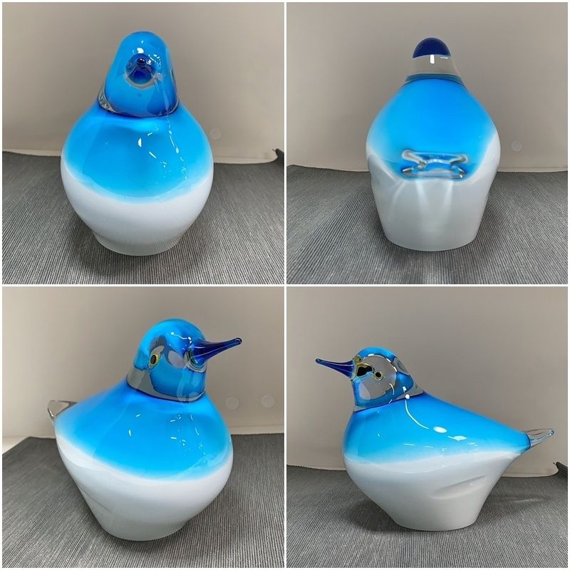 レトロ MultiGlass マルティグラス 青い鳥 全長35cm ガラス 置物 トリ