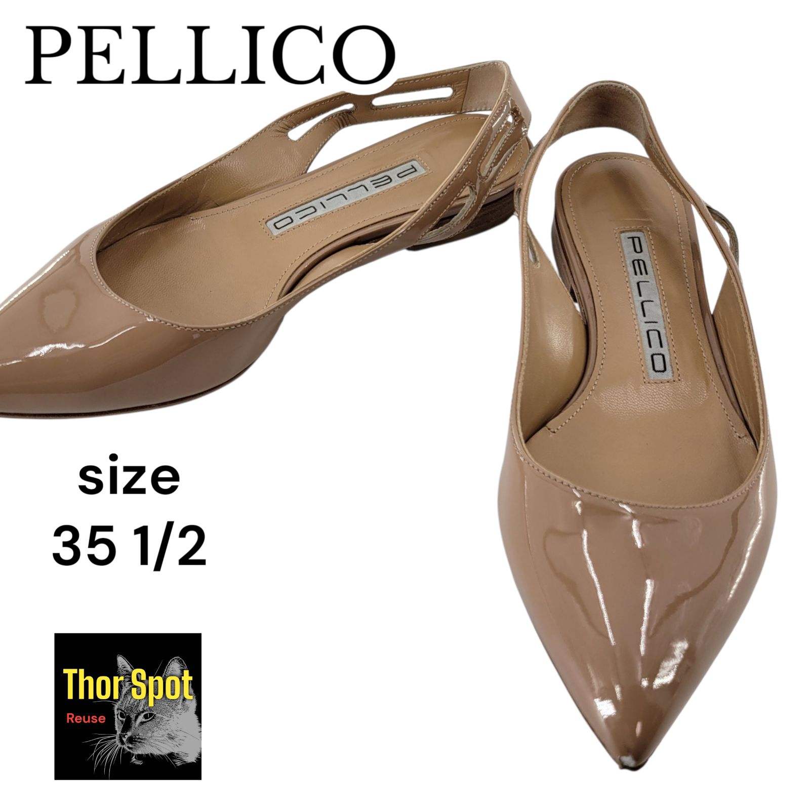 PELLICO ペリーコ フラットパンプス ベージュ エナメル バック