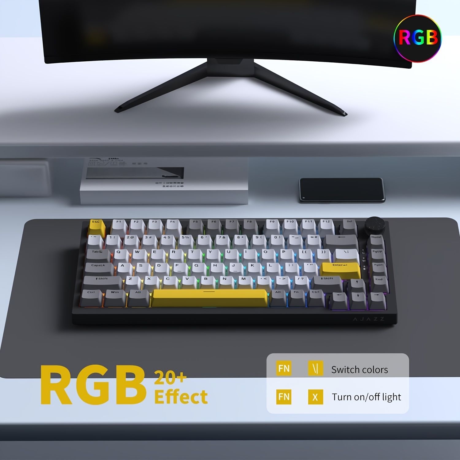 AK820 MAX 新型マグネットスイッチ タイプC有線コンピューターゲームキーボード アップグレードパッド メカニカルキーボード クールRGB照明効果 ゲームeスポーツオフィス