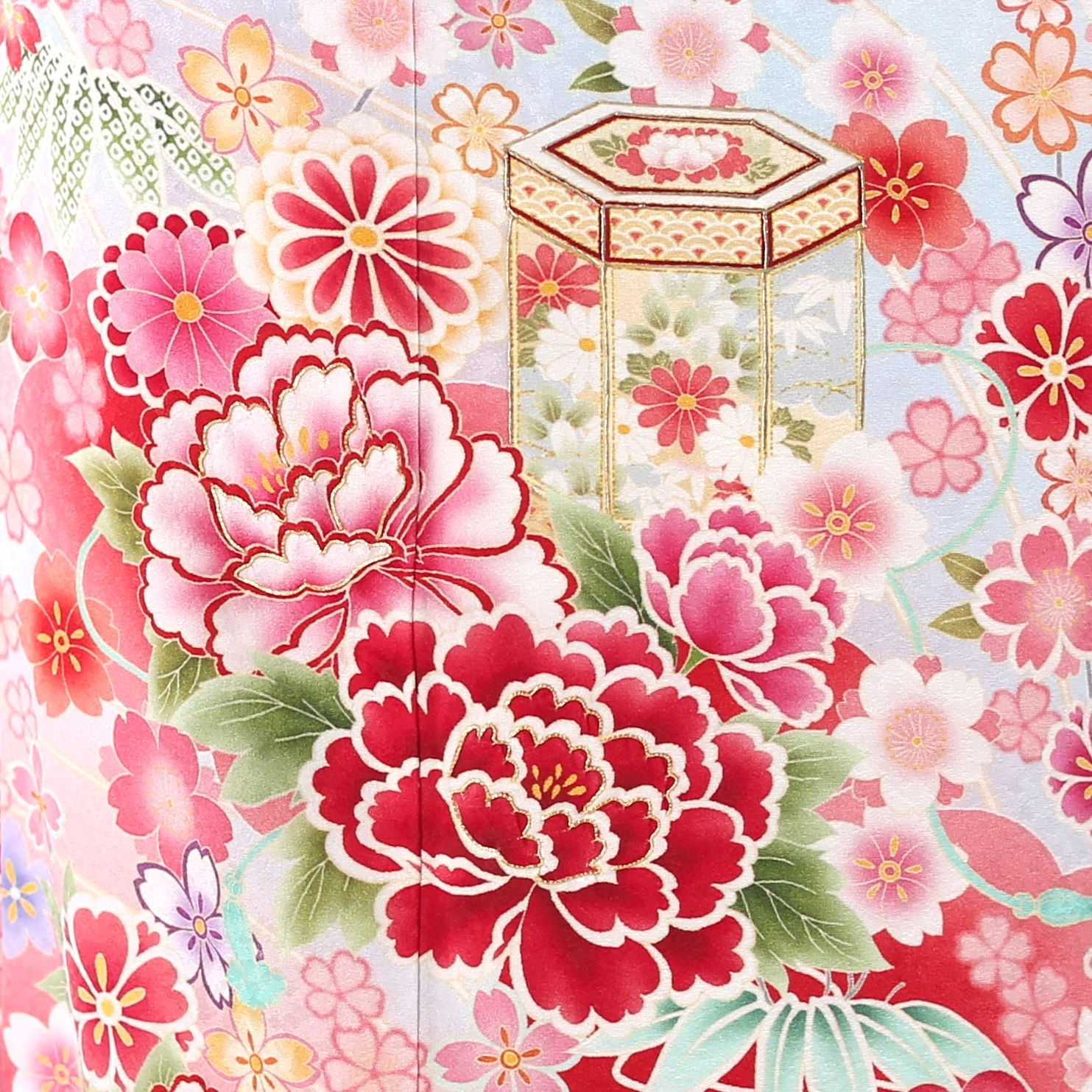 振袖フルセット 振袖セット 振袖 Mサイズ 水色×桜 美品 成人式 着物 晴れ着 7点フルセット F-100 振袖フルセット 振袖セット 振袖 中古 Mサイズ 水色×桜 美品 成人式