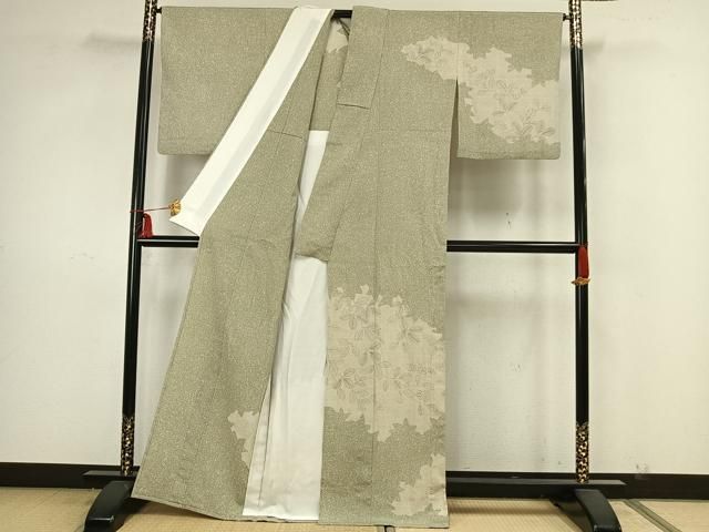 平和屋着物▽本塩沢　訪問着　単衣　手描き　萩文　正絹　逸品　AAAZ9065fy 平和屋着物▽本塩沢 訪問着 単衣 手描き 萩文 正絹 逸品 AAAZ9065fy