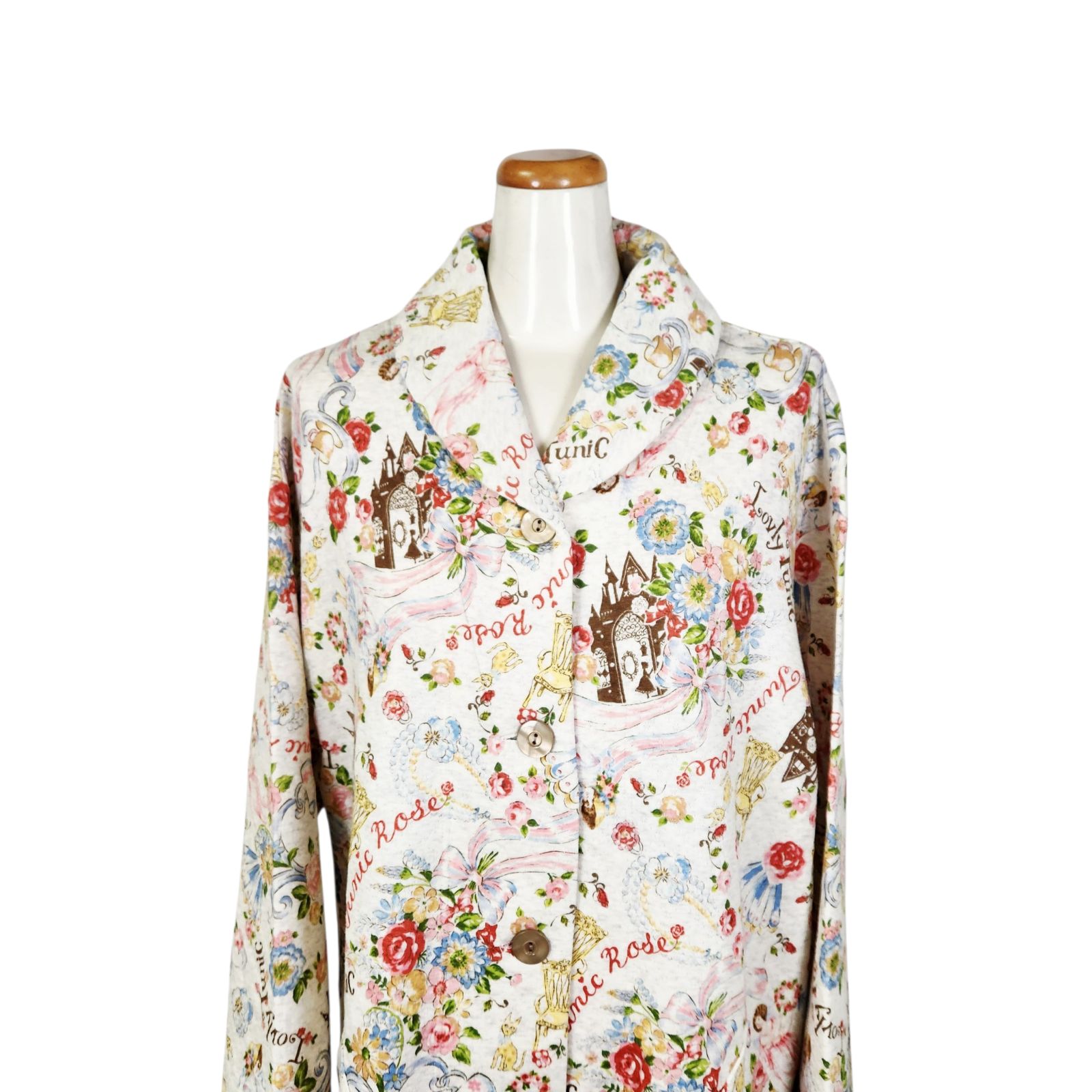 鴨居羊子ショートガウン ♥ TUNIC ショートガウン キャットキルトお城 グレー色 89342 日本製