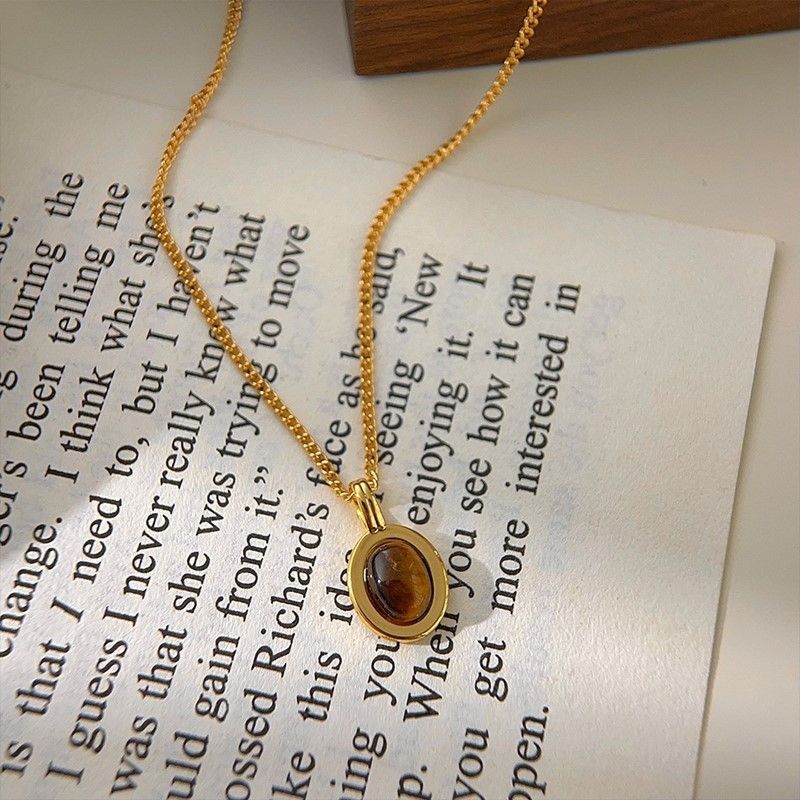 ゴールドメッキ 二重ネックレス タイガーアイ L'ange ネックレス タイガーアイ 8mm 虎目石 アジャスター付