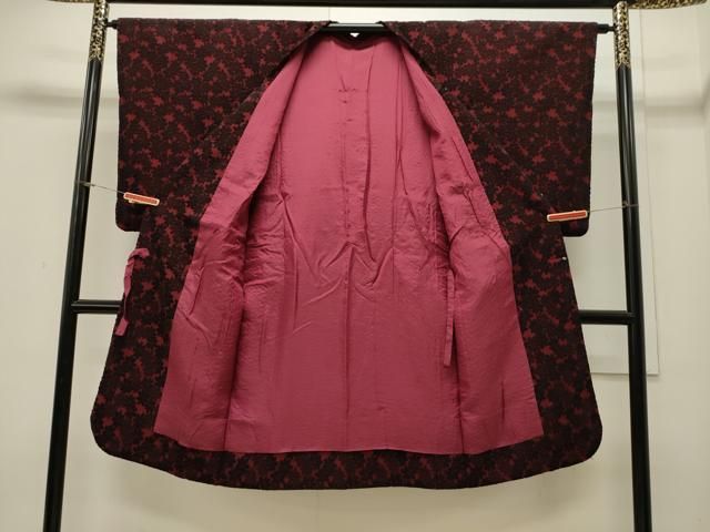 平和屋着物＃道中着 ロング丈 ふくれ織 舞蝶文 暈し染め 正絹