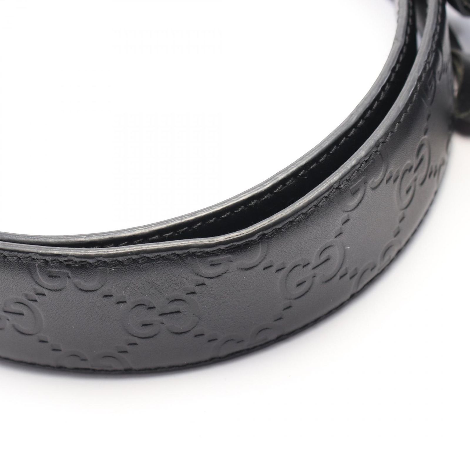 【未使用】グッチ　ベルト　411924　インターロッキング　グッチシマ　黒 GUCCI グッチ ベルト GGレザー グッチシマ インターロッキングG