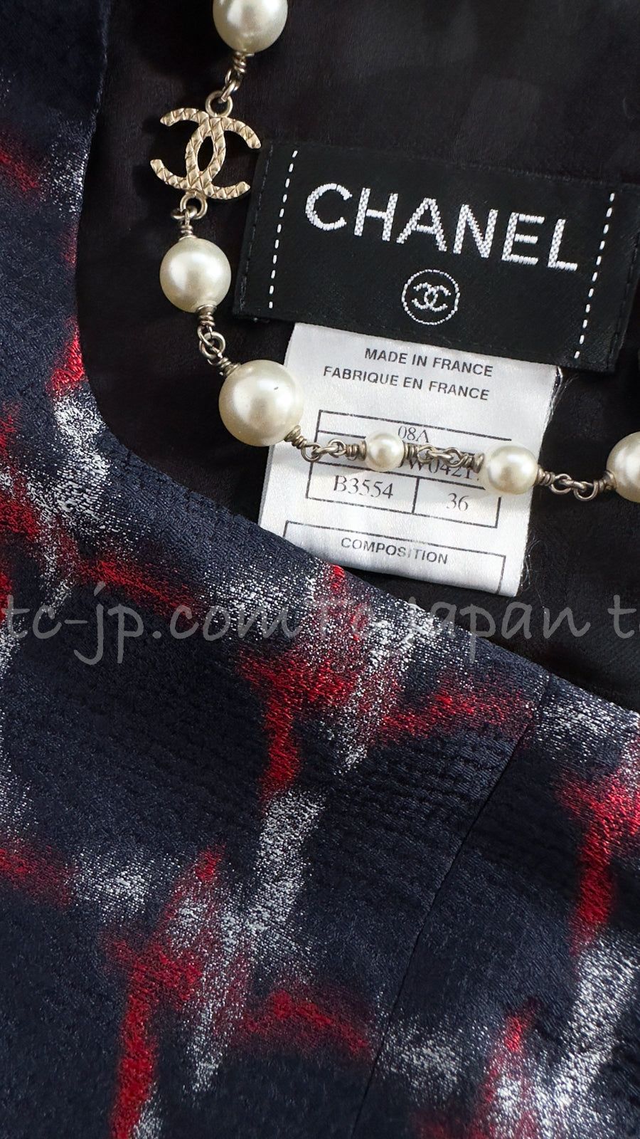 シャネル ワンピース CHANEL ネイビー レッド シルク トップス