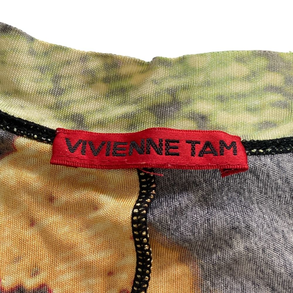 美品 VIVIENNE TAM ヴィヴィアンタム ファスナートリム シルク ノースリーブ チュニック カットソー サイズ0 マルチカラー レディース 古着 中古 USED 美品 VIVIENNE TAM ヴィヴィアンタム ファスナートリム シルク