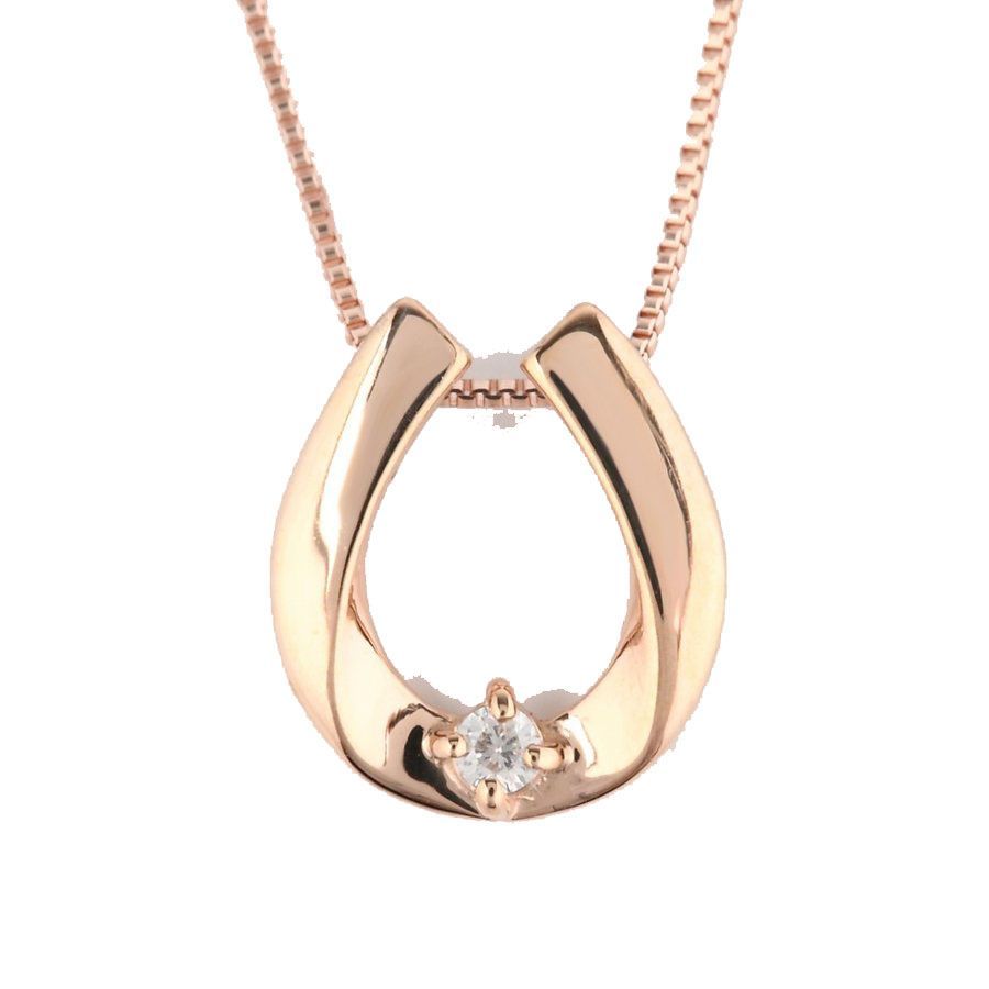 純金 馬蹄デザイン ダイヤモンドペンダント 締め付けれ 