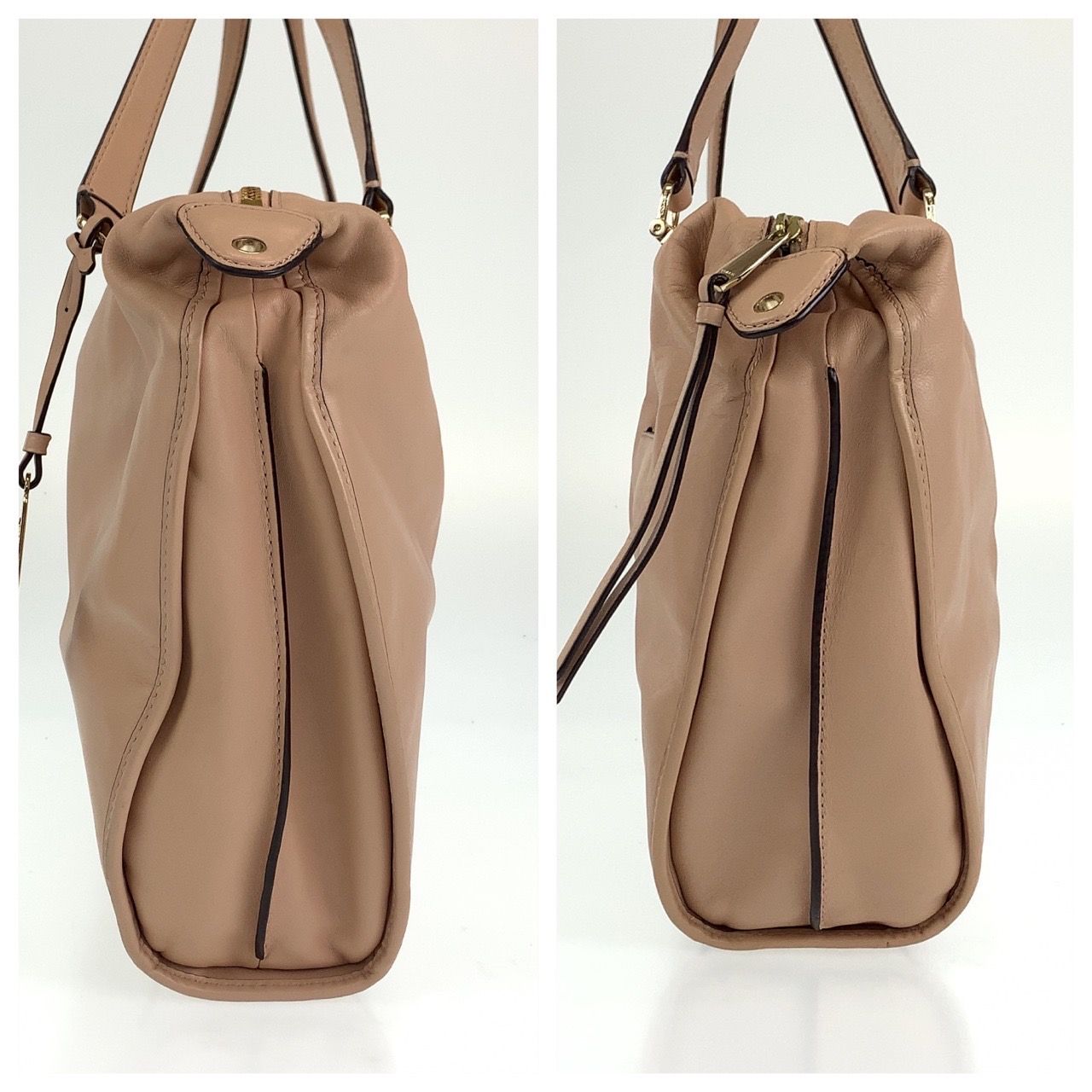 COACH ショルダーバッグ /トートバッグ /レザー　シルバー金具　 2way COACH コーチ サッチェル ピンク シルバー金具 レザー F32333