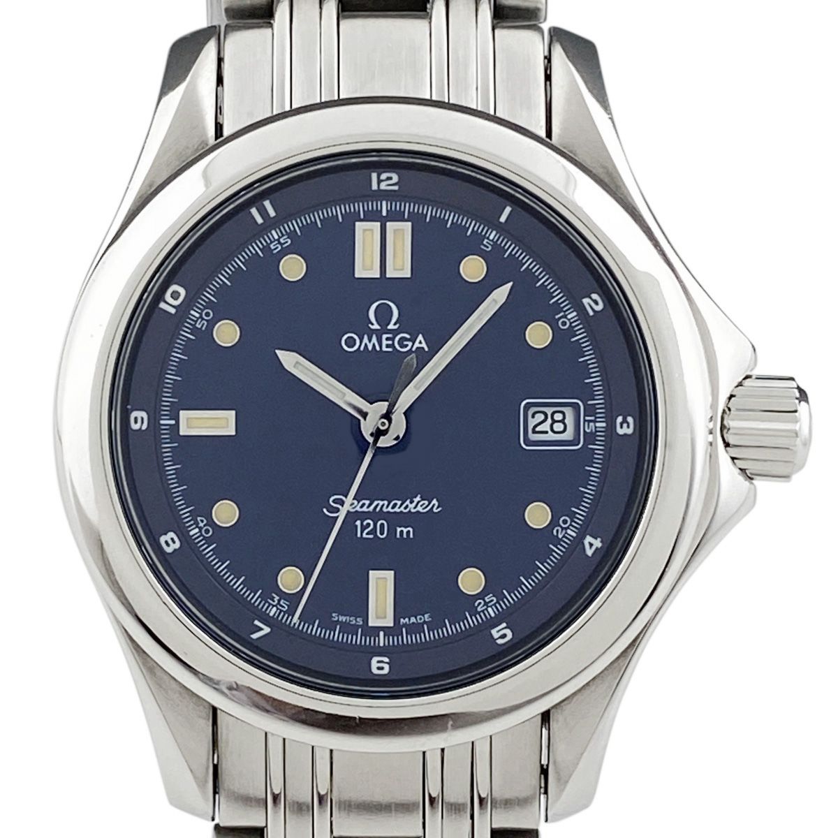 オメガ OMEGA シーマスター デイト 120M SS 2P ダイヤモンド レディース クォーツ 時計 ホワイトシェル文字盤 2581.64  絶対一番安い - レディース腕時計
