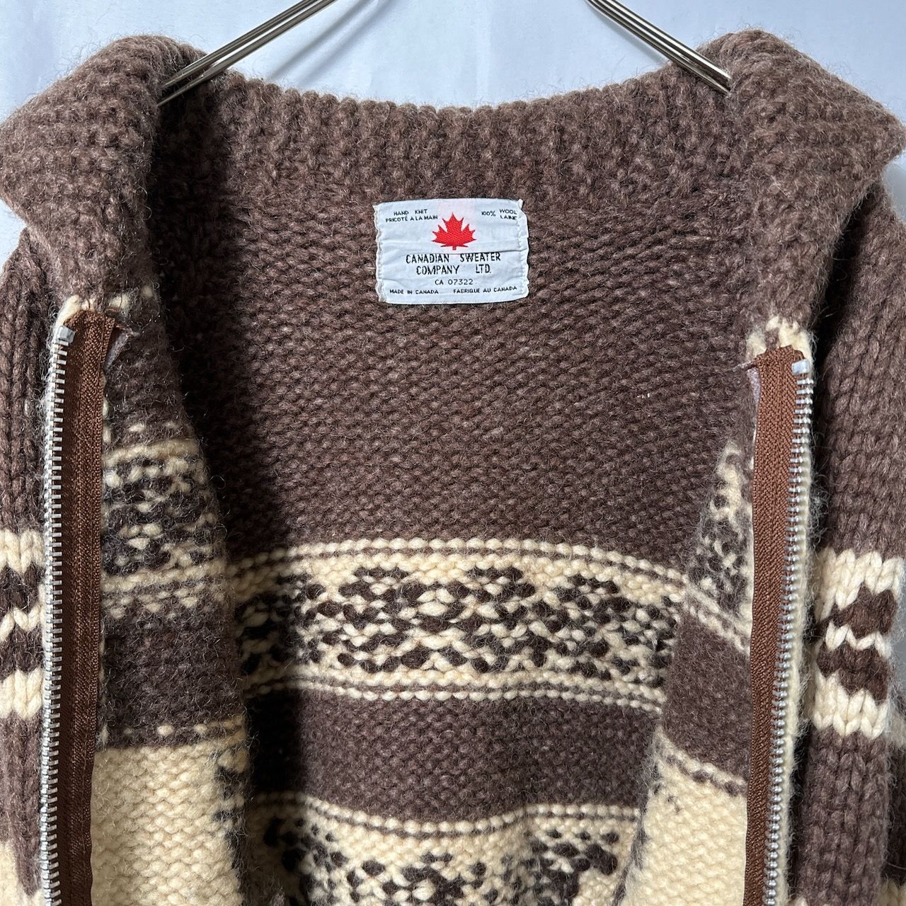 60s~70s カナダ製 CANADIANSWEATER カウチン セーター フルジップ