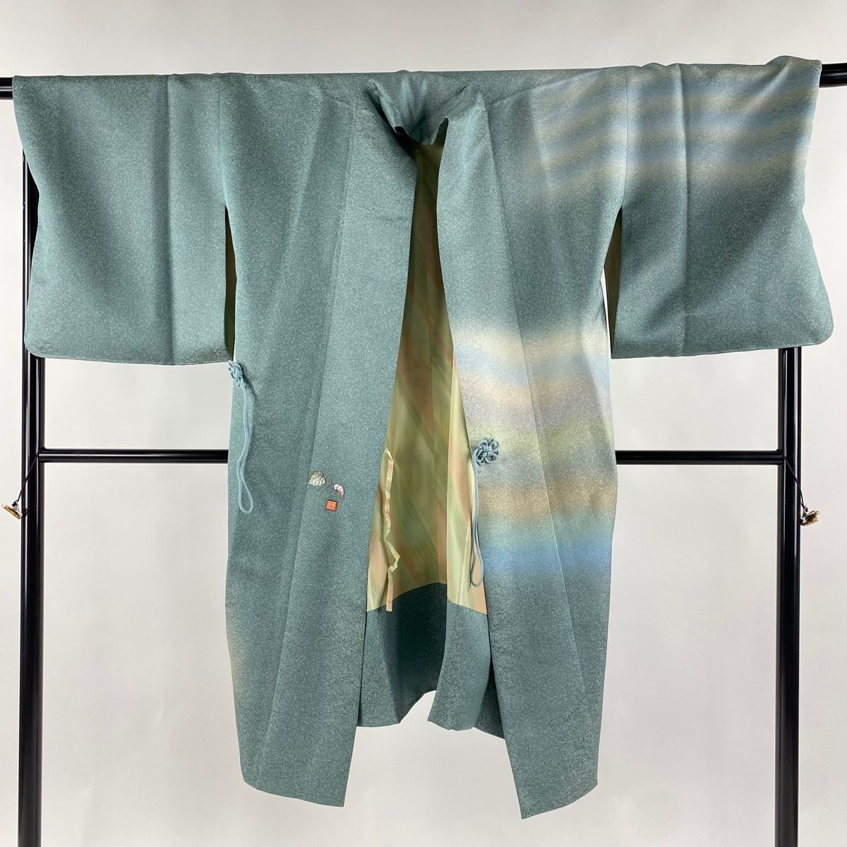 道中着 身丈116.5cm 裄丈70.5cm L 久保田一竹工房 和装コート 落款  