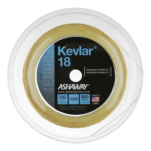 アッシャウェイ(ASHAWAY) Kevlar ケブラー 18(1.10mm)／17(1.25mm)／16(1.30mm) 220Mロール 硬式テニス ケブラーガット (020299996)