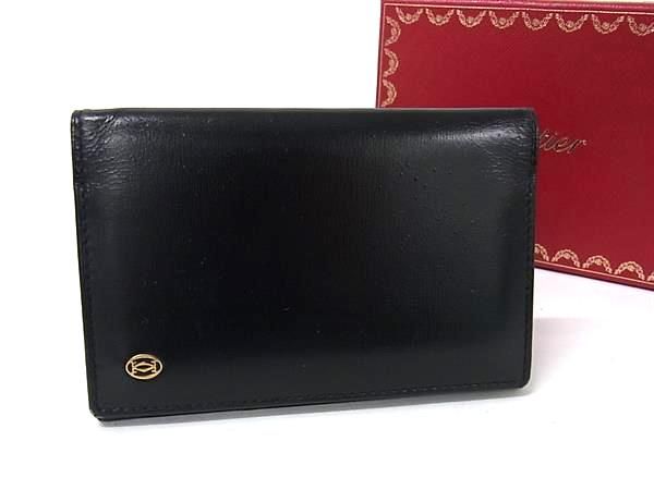Cartier 名刺入れ 黒 レザー カルティエ　マスト カルティエ Cartier カードケース 名刺入れ マスト ドゥ