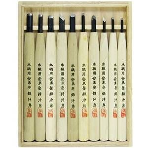 3営業日で発送 目黒彫刻刀製作所 本職用彫刻刀 鋼付 桐箱 10本組