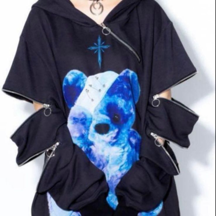 激 TRAVAS TOKYO クマ 安全ピンZIPパーカー ブラック