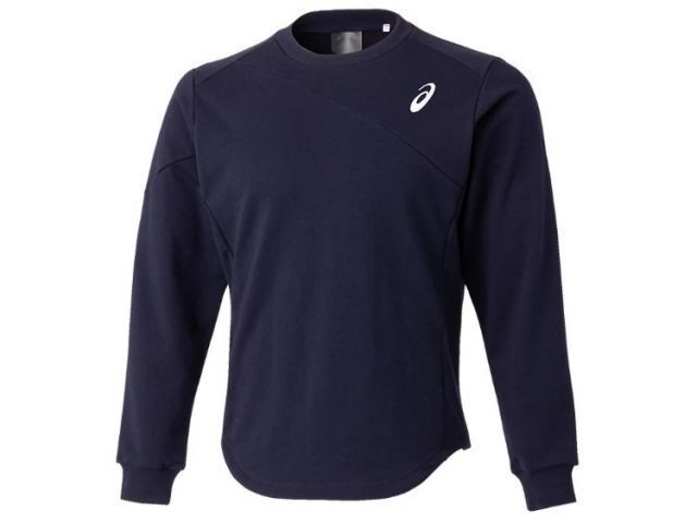 asics アシックス FILED TOP ネイビー M 2121A244 400 | スポーツ 運動 衣類 服 ウエア ウェア 男性 紳士服 メンズ 野球 ベースボール トップス 長袖 ロングスリーブ トレーナー スウェット 丸首 万能 